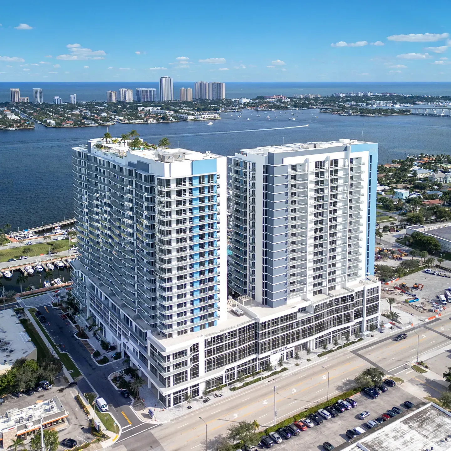Nautilus 220 Towers offer a magnificent view of the Intracoastal Waterway in Lake Park, Florida.